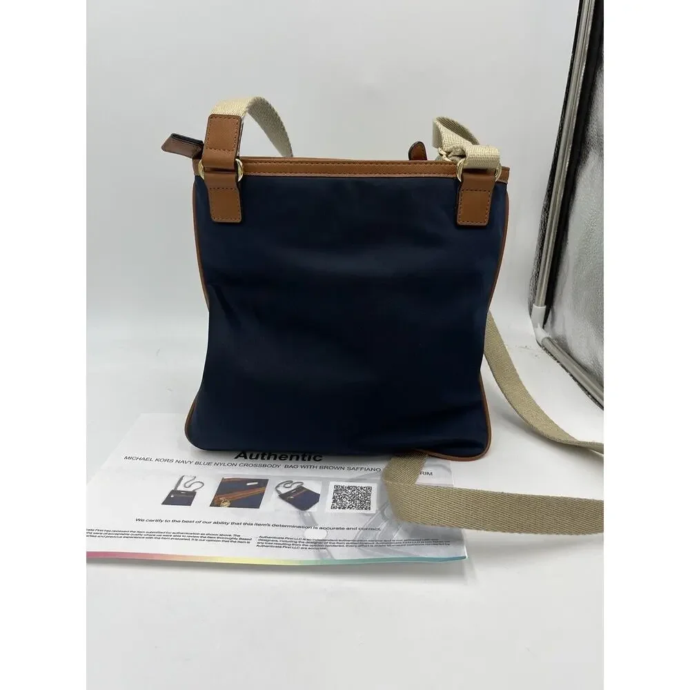 Michael Kors Authenticated Kempton Navy‎ Nylon Leather Crossbody Shoulder Bag
